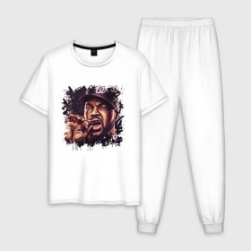 Мужская пижама хлопок с принтом Ice Cube , 100% хлопок | брюки и футболка прямого кроя, без карманов, на брюках мягкая резинка на поясе и по низу штанин
 | ice cube | oshea jackson | rap | айс куб | айс кьюб | реп | репер | рэпер | хип хоп