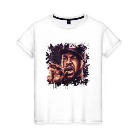 Женская футболка хлопок с принтом Ice Cube , 100% хлопок | прямой крой, круглый вырез горловины, длина до линии бедер, слегка спущенное плечо | Тематика изображения на принте: ice cube | oshea jackson | rap | айс куб | айс кьюб | реп | репер | рэпер | хип хоп