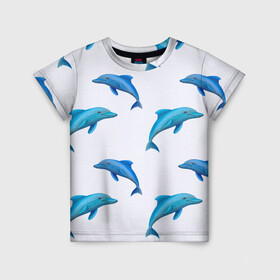 Детская футболка 3D с принтом Рай для дельфина , 100% гипоаллергенный полиэфир | прямой крой, круглый вырез горловины, длина до линии бедер, чуть спущенное плечо, ткань немного тянется | арт | дельфин | дельфины | искусство | морское | океан | паттерн | рыба | рыбы