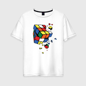 Женская футболка хлопок Oversize с принтом Кубик Рубика , 100% хлопок | свободный крой, круглый ворот, спущенный рукав, длина до линии бедер
 | абстракция | арт | головоломка | кубик рубик | кубик рубика