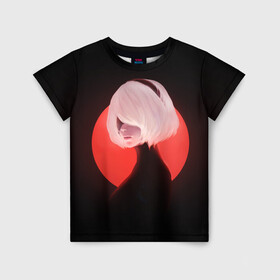 Детская футболка 3D с принтом 2b Nier Black  , 100% гипоаллергенный полиэфир | прямой крой, круглый вырез горловины, длина до линии бедер, чуть спущенное плечо, ткань немного тянется | Тематика изображения на принте: 2b | art | black | nier automata