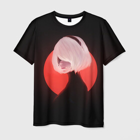 Мужская футболка 3D с принтом 2b Nier Black  , 100% полиэфир | прямой крой, круглый вырез горловины, длина до линии бедер | 2b | art | black | nier automata