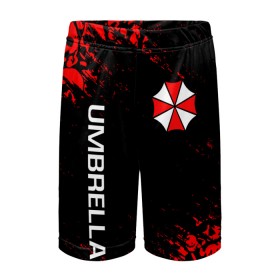 Детские спортивные шорты 3D с принтом UMBRELLA CORP ,  100% полиэстер
 | пояс оформлен широкой мягкой резинкой, ткань тянется
 | ada wong | biohazard | leon | nemesis | project resistance | raccoon city | re | re3 | resident evil | resident evil 3 | rpd | stars | umbrella | ада вонг | амбрелла | немезис | ужасы