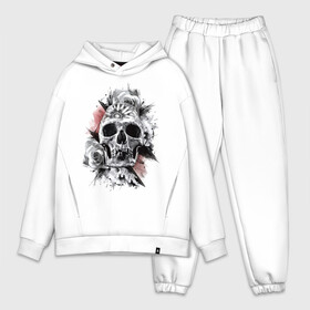 Мужской костюм хлопок OVERSIZE с принтом Skull ,  |  | flower | grin | jaw | orbits | rose | skull | teeth | глазницы | зубы | оскал | пасть | роза | цветок | череп