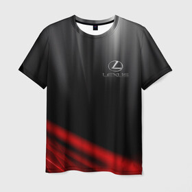 Мужская футболка 3D с принтом LEXUS. , 100% полиэфир | прямой крой, круглый вырез горловины, длина до линии бедер | 2020 | auto | lexus | sport
 brand | авто | автомобильные | брэнд | классика | лексус | лого | логотип | марка | машины | следы от шин | спорт
