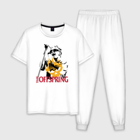 Мужская пижама хлопок с принтом The Offspring , 100% хлопок | брюки и футболка прямого кроя, без карманов, на брюках мягкая резинка на поясе и по низу штанин
 | offspring | the offspring | офспртнг.ю оффспринг | панк | рок