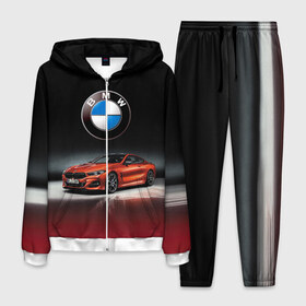 Мужской костюм 3D с принтом BMW , 100% полиэстер | Манжеты и пояс оформлены тканевой резинкой, двухслойный капюшон со шнурком для регулировки, карманы спереди | bmw | car | germany | prestige | red | автомобиль | бмв | германия | красный | престиж