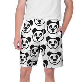 Мужские шорты 3D с принтом panda ,  полиэстер 100% | прямой крой, два кармана без застежек по бокам. Мягкая трикотажная резинка на поясе, внутри которой широкие завязки. Длина чуть выше колен | big picture | panda | голова | животные | звери | панда | прикольные картинки
