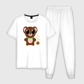 Мужская пижама хлопок с принтом Медвежонок , 100% хлопок | брюки и футболка прямого кроя, без карманов, на брюках мягкая резинка на поясе и по низу штанин
 | 2020 | детский | забавный | классный | медвежонок | милый | мультик | мультипликация