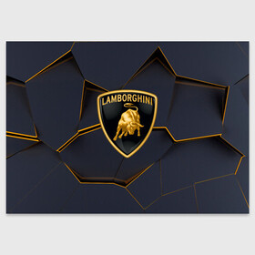 Поздравительная открытка с принтом Lamborghini. , 100% бумага | плотность бумаги 280 г/м2, матовая, на обратной стороне линовка и место для марки
 | car | lamborghini | sport | авто | автомобиль | бред | ламба | ламборджини | марка машины | машина | мощь | спорт | стиль | текстура