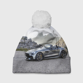 Шапка 3D c помпоном с принтом Mercedes V8 Biturbo , 100% полиэстер | универсальный размер, печать по всей поверхности изделия | cabriolet | car | germany | mercedes | mountains | nature | v 8 biturbo | автомобиль | германия | горы | кабриолет | мерседес | природа