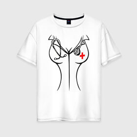 Женская футболка хлопок Oversize с принтом Медсестра , 100% хлопок | свободный крой, круглый ворот, спущенный рукав, длина до линии бедер
 | высказывание | идея | манера | мемы | разные | рисунок | символ