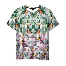 Мужская футболка 3D с принтом туканы , 100% полиэфир | прямой крой, круглый вырез горловины, длина до линии бедер | casual | summer | летние | лето | пляжное | тренд | тропики