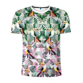 Мужская футболка 3D спортивная с принтом туканы , 100% полиэстер с улучшенными характеристиками | приталенный силуэт, круглая горловина, широкие плечи, сужается к линии бедра | casual | summer | летние | лето | пляжное | тренд | тропики