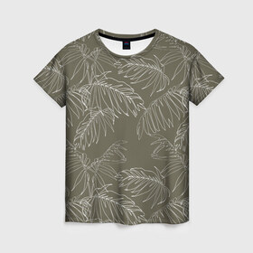 Женская футболка 3D с принтом листья пальмы , 100% полиэфир ( синтетическое хлопкоподобное полотно) | прямой крой, круглый вырез горловины, длина до линии бедер | casual | summer | летние | лето | пляжное | тренд | тропики