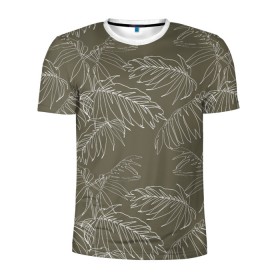 Мужская футболка 3D спортивная с принтом листья пальмы , 100% полиэстер с улучшенными характеристиками | приталенный силуэт, круглая горловина, широкие плечи, сужается к линии бедра | casual | summer | летние | лето | пляжное | тренд | тропики