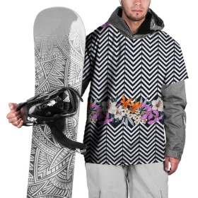 Накидка на куртку 3D с принтом тропически цветы с орнаментом , 100% полиэстер |  | casual | summer | летние | лето | пляжное | тренд | тропики