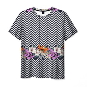 Мужская футболка 3D с принтом тропически цветы с орнаментом , 100% полиэфир | прямой крой, круглый вырез горловины, длина до линии бедер | casual | summer | летние | лето | пляжное | тренд | тропики