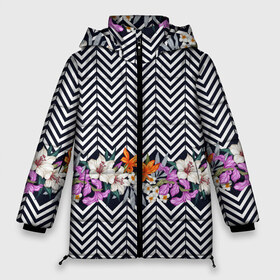 Женская зимняя куртка 3D с принтом тропически цветы с орнаментом , верх — 100% полиэстер; подкладка — 100% полиэстер; утеплитель — 100% полиэстер | длина ниже бедра, силуэт Оверсайз. Есть воротник-стойка, отстегивающийся капюшон и ветрозащитная планка. 

Боковые карманы с листочкой на кнопках и внутренний карман на молнии | casual | summer | летние | лето | пляжное | тренд | тропики
