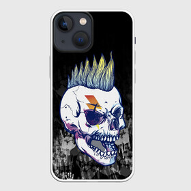 Чехол для iPhone 13 mini с принтом Череп с ирокезом | Punk ,  |  | pank | rock | skull | ирокез | модная | модный | музыка | панк | рок | рокер | скелет | череп