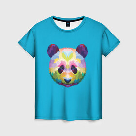 Женская футболка 3D с принтом Панда , 100% полиэфир ( синтетическое хлопкоподобное полотно) | прямой крой, круглый вырез горловины, длина до линии бедер | арт | голова панды | животные | медведи | панда