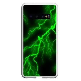 Чехол для Samsung Galaxy S10 с принтом МОЛНИЯ GREEN NEON , Силикон | Область печати: задняя сторона чехла, без боковых панелей | гроза | гром | молния | небо | неон | неоновый | ночь | природа | разряд | текстура | ток | электричество | яркий