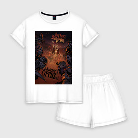 Женская пижама с шортиками хлопок с принтом Darkest Dungeon , 100% хлопок | футболка прямого кроя, шорты свободные с широкой мягкой резинкой | butchers circus | darkest dungeon | game | games | rpg