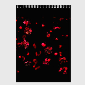 Скетчбук с принтом Красная сакура , 100% бумага
 | 48 листов, плотность листов — 100 г/м2, плотность картонной обложки — 250 г/м2. Листы скреплены сверху удобной пружинной спиралью | вирус | защита | коронавирус | красный | маска | пандемия | сакура | цветки | цветок | эпидемия