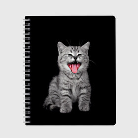 Тетрадь с принтом Кричащий кот , 100% бумага | 48 листов, плотность листов — 60 г/м2, плотность картонной обложки — 250 г/м2. Листы скреплены сбоку удобной пружинной спиралью. Уголки страниц и обложки скругленные. Цвет линий — светло-серый
 | Тематика изображения на принте: животные | звери | зевающий кот | кися | кот | котенок | котики | коты | кричащий кот | минимализм | питомцы | прикольные картинки