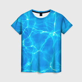 Женская футболка 3D с принтом Вода , 100% полиэфир ( синтетическое хлопкоподобное полотно) | прямой крой, круглый вырез горловины, длина до линии бедер | abstract | texture | абстракция | вмф | вода | волны | геометрия | курорт | лето | море | морпех | морской | моряк | океан | отдых | паттерн | пляж | полигоны | текстура | флот