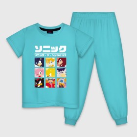 Детская пижама хлопок с принтом Японский Sonic , 100% хлопок |  брюки и футболка прямого кроя, без карманов, на брюках мягкая резинка на поясе и по низу штанин
 | 16бит | 8бит | dendy | hedgehog | japan | movie | sega | sonic | the | в японском стиле | винтаж | денди | ёжик | игра | иероглифы | йероглифы | кино | сега | соник | фильм | японский