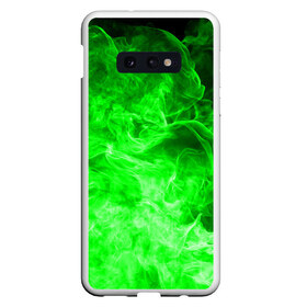 Чехол для Samsung S10E с принтом ОГОНЬ GREEN NEON , Силикон | Область печати: задняя сторона чехла, без боковых панелей | Тематика изображения на принте: битва огней | зеленый | неон | неоновый | огонь | пламя | пожар | салатовый | стихия | текстура | цветной | яркий