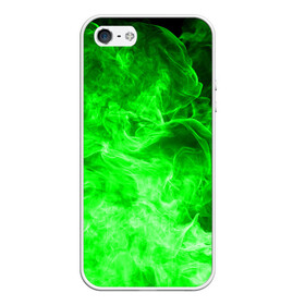 Чехол для iPhone 5/5S матовый с принтом ОГОНЬ GREEN NEON , Силикон | Область печати: задняя сторона чехла, без боковых панелей | битва огней | зеленый | неон | неоновый | огонь | пламя | пожар | салатовый | стихия | текстура | цветной | яркий