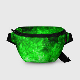 Поясная сумка 3D с принтом ОГОНЬ GREEN NEON , 100% полиэстер | плотная ткань, ремень с регулируемой длиной, внутри несколько карманов для мелочей, основное отделение и карман с обратной стороны сумки застегиваются на молнию | битва огней | зеленый | неон | неоновый | огонь | пламя | пожар | салатовый | стихия | текстура | цветной | яркий
