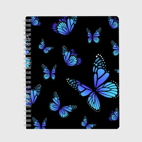 Тетрадь с принтом БАБОЧКИ , 100% бумага | 48 листов, плотность листов — 60 г/м2, плотность картонной обложки — 250 г/м2. Листы скреплены сбоку удобной пружинной спиралью. Уголки страниц и обложки скругленные. Цвет линий — светло-серый
 | Тематика изображения на принте: animals | blue | butterflies | game | insects | life is strange | moth | wings | бабочки | животные | игра | крылья | мотылек | насекомые