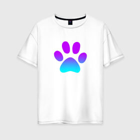 Женская футболка хлопок Oversize с принтом ЛАПА , 100% хлопок | свободный крой, круглый ворот, спущенный рукав, длина до линии бедер
 | animals | dog | footprint | funny | paw | puppy | животные | лапа | прикол | след | собака | щенок