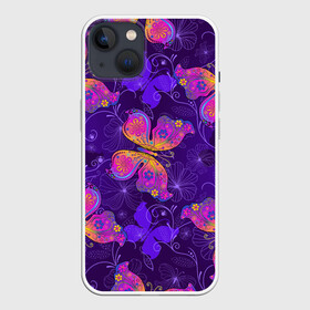 Чехол для iPhone 13 с принтом БАБОЧКИ ПАТТЕРН | BUTTERFLY PATTERN ,  |  | butterflies | butterfly | spring | бабочка | бобочки | весна | животные | красиво | крыло | мотыльки | насекомое | насекомые | чешуекрылые