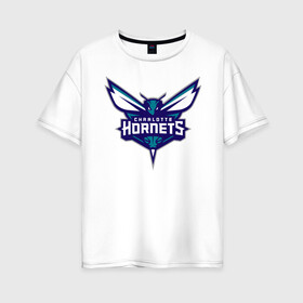 Женская футболка хлопок Oversize с принтом Charlotte Hornets (1) , 100% хлопок | свободный крой, круглый ворот, спущенный рукав, длина до линии бедер
 | 