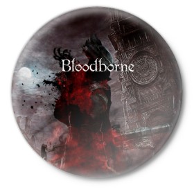 Значок с принтом Bloodborne. ,  металл | круглая форма, металлическая застежка в виде булавки | Тематика изображения на принте: bloodborne | bloodborne 2 | esport | game | playstation | бладборн | игра | киберспорт | киберспортсмен | порождение крови