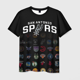 Мужская футболка 3D с принтом San Antonio Spurs (2) , 100% полиэфир | прямой крой, круглый вырез горловины, длина до линии бедер | ball | basketball | sport | spurs | streetball | баскетбол | мяч | нба | спёрс | спорт | стритбол