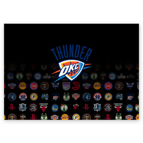 Поздравительная открытка с принтом Oklahoma City Thunder (2) , 100% бумага | плотность бумаги 280 г/м2, матовая, на обратной стороне линовка и место для марки
 | Тематика изображения на принте: ball | basketball | sport | streetball | thunder | баскетбол | мяч | нба | спорт | стритбол | тандер