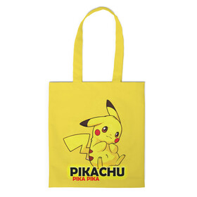 Шоппер 3D с принтом Pikachu Pika Pika , 100% полиэстер | Плотность: 200 г/м2; Размер: 34×35 см; Высота лямок: 30 см | pika | pikachu | аниме | детская | детям | игры | молния | мышка | мышь | пика | пикачу | покемон | покемоны