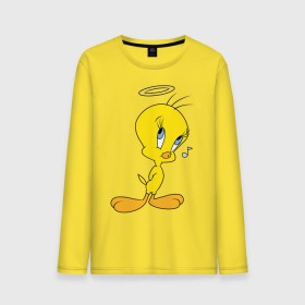 Мужской лонгслив хлопок с принтом Твити , 100% хлопок |  | looney tunes | tweety | vdzabma | луни тюнз | твити