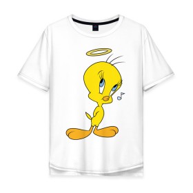 Мужская футболка хлопок Oversize с принтом Твити , 100% хлопок | свободный крой, круглый ворот, “спинка” длиннее передней части | looney tunes | tweety | vdzabma | луни тюнз | твити