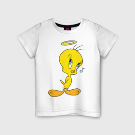Детская футболка хлопок с принтом Твити , 100% хлопок | круглый вырез горловины, полуприлегающий силуэт, длина до линии бедер | looney tunes | tweety | vdzabma | луни тюнз | твити