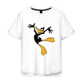 Мужская футболка хлопок Oversize с принтом Даффи Дак , 100% хлопок | свободный крой, круглый ворот, “спинка” длиннее передней части | daffy duck | looney tunes | vdzabma | даффи дак | луни тюнз
