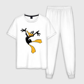 Мужская пижама хлопок с принтом Даффи Дак , 100% хлопок | брюки и футболка прямого кроя, без карманов, на брюках мягкая резинка на поясе и по низу штанин
 | daffy duck | looney tunes | vdzabma | даффи дак | луни тюнз