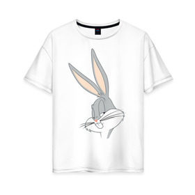 Женская футболка хлопок Oversize с принтом Багз Банни , 100% хлопок | свободный крой, круглый ворот, спущенный рукав, длина до линии бедер
 | bugs bunny | looney tunes | vdzabma | багз банни | луни тюнз