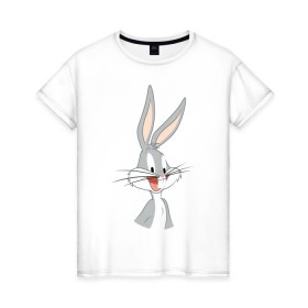 Женская футболка хлопок с принтом Багз Банни , 100% хлопок | прямой крой, круглый вырез горловины, длина до линии бедер, слегка спущенное плечо | bugs bunny | looney tunes | vdzabma | багз банни | луни тюнз