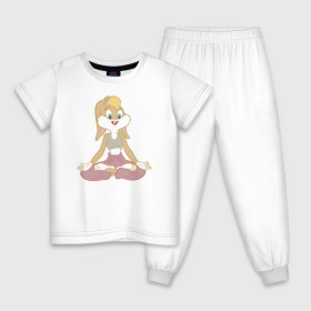 Детская пижама хлопок с принтом Лола Банни , 100% хлопок |  брюки и футболка прямого кроя, без карманов, на брюках мягкая резинка на поясе и по низу штанин
 | lola bunny | looney tunes | vdzabma | лола банни | луни тюнз